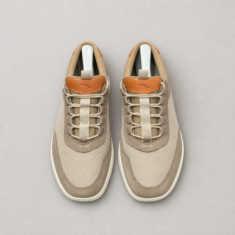 Wolf & Shepherd Crossover Victory Trainer Sneaker Men's 8.5 Taupe Mesh Suede